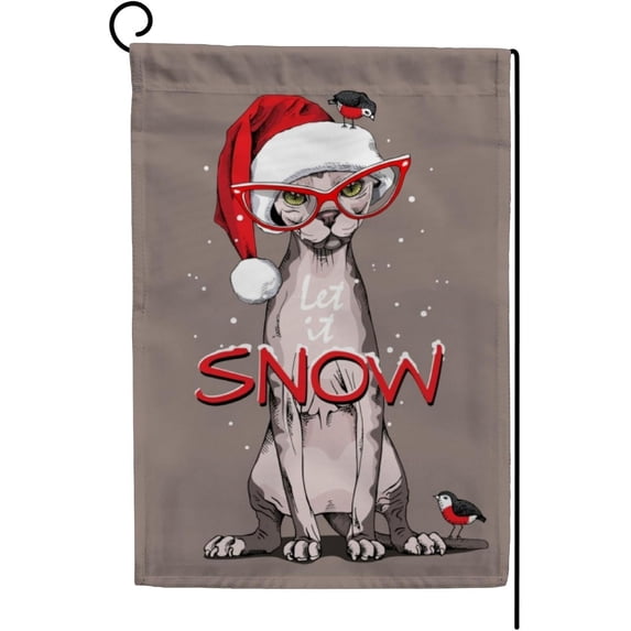 GZHJMY Garden Flag Double Sided Merry Christmas Sphynx Cat, Fade Resistant Seasonal Yard Flag 28x40 Inch Durable Banner Outdoor Home Decor Yard Flags