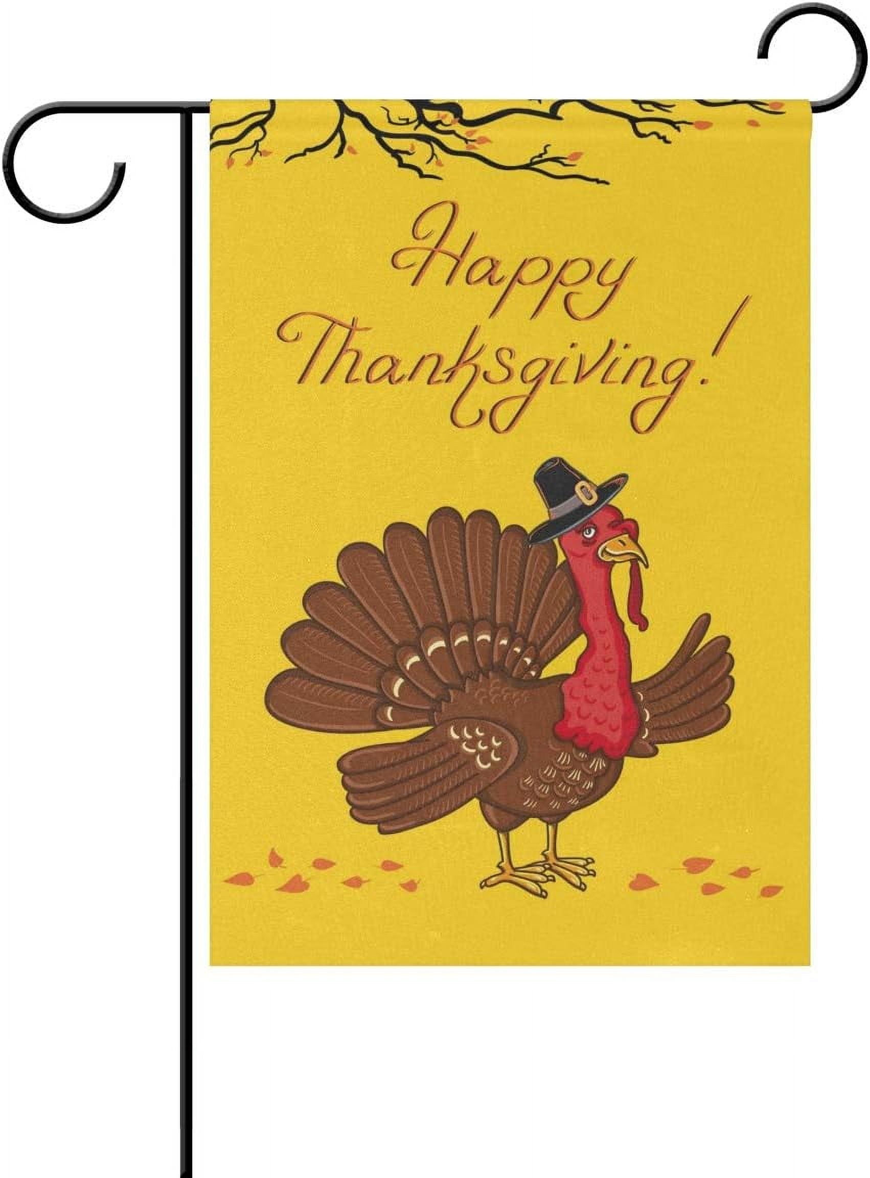 Thanksgiving Turkey Double-Sided Polyester Garden Flag 12x18