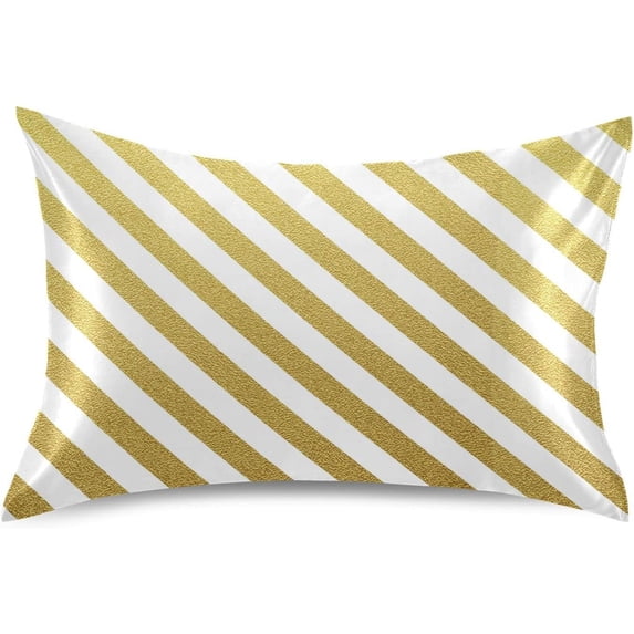 GZHJMY Gold Glittering Lines Satin Pillowcases for Hair and Skin Soft Like Silk Pillowcase, Satin Cooling Pillow Cases with Envelope Closure, Comfortable and Breathable, 20" x 26" Home Decor
