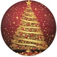 thumbnail image 1 of GZHJMY Golden Christmas Tree Round Placemats 15.4in, Washable Heat Resistant Table Mats for Dining Tables Kitchen Wedding Party Decoration Plate Mats Set of 4 Table Mat, 1 of 7