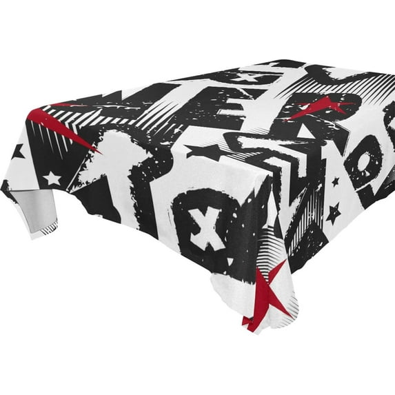 GZHJMY Graffiti Rectangle Tablecloth, Waterproof Stain Wrinkle Resistant Washable Polyester Table Cover for Picnic Dinner Holiday Kitchen Party Decor, 60 x 108 in Home Decor