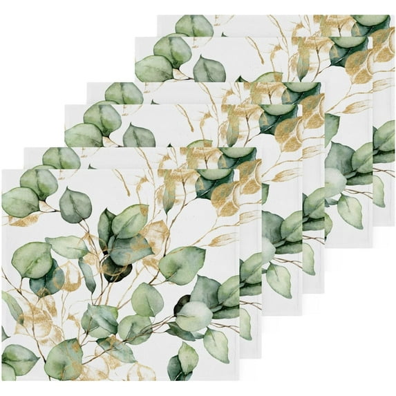 GZHJMY Green Leaves Cotton Washcloths Set of 6, 12"x12" Super Soft Absorbent Wash Cloths Bathroom Face Cloths Fingertip Towels for Gym Hotel and Spa