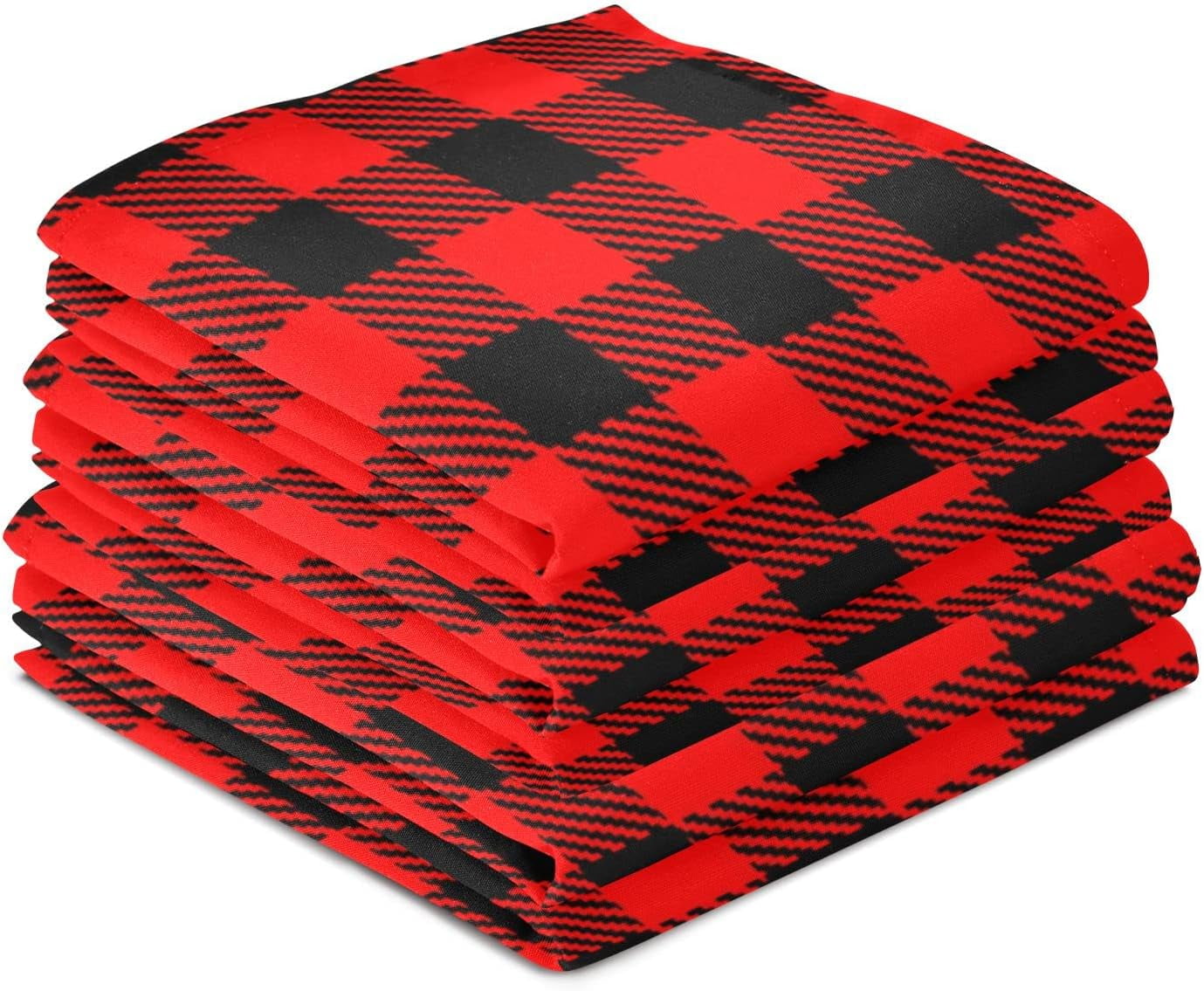 GZHJMY Grid Style Red Black Kitchen Towels Set of 6 Dishcloths Hand