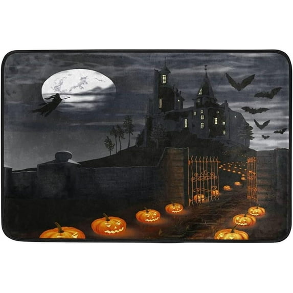 GZHJMY Halloween Castle Door mat Non Slip Floor Door Rug, Soft Floor Mat for Kitchen Garden Bedroom Indoor Outdoor Entrance Home Holiday Decoration 23.6" x15.7"