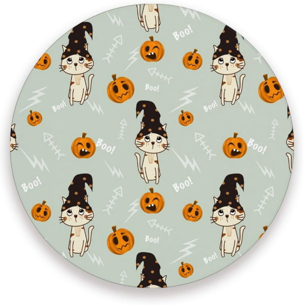 Cat Starry Night Leather Coasters – Set Of 6 Round PU Leather Coasters With Holder - View #8