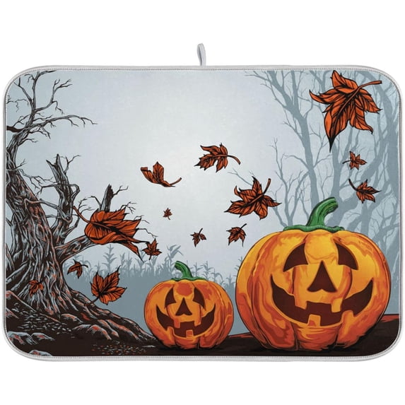 GZHJMY Halloween Décor Dish Drying Mat - 16 x 18inch- Extra Large Microfiber Dish Drying Mat, Dish Draining Mat, Counter top Mat, Halloween Creepy Forest(170)