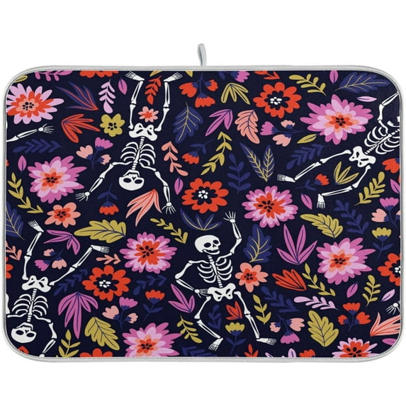 GZHJMY Halloween Décor Dish Drying Mat - 18 x 24inch- Extra Large Microfiber Dish Drying Mat, Dish Draining Mat, Counter top Mat, Dancing Skeletons(33)