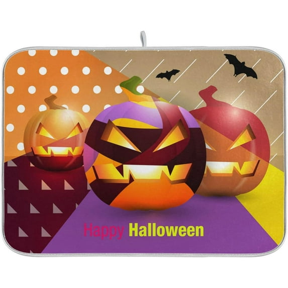 GZHJMY Halloween Décor Dish Drying Mat - 18 x 24inch- Extra Large Microfiber Dish Drying Mat, Dish Draining Mat, Counter top Mat, Happy Halloween(243)