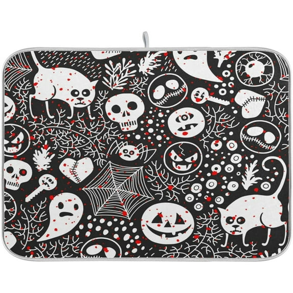 GZHJMY Halloween Décor Dish Drying Mat - 18 x 24inch- Extra Large Microfiber Dish Drying Mat, Dish Draining Mat, Counter top Mat, Halloween Pumpkin(372)