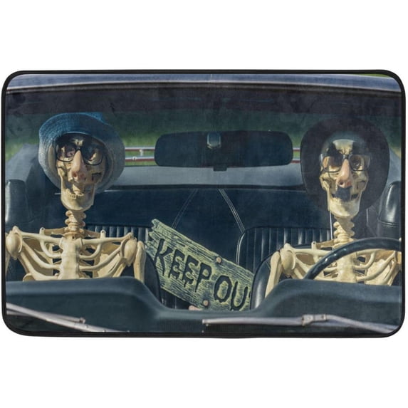 GZHJMY Halloween Decor Doormat Non-Slip Human Skeleton Bathroom Rug Mat Absorbent Bath Mat for Bathroom Machine Washable, 15.7"x23.6"(164)
