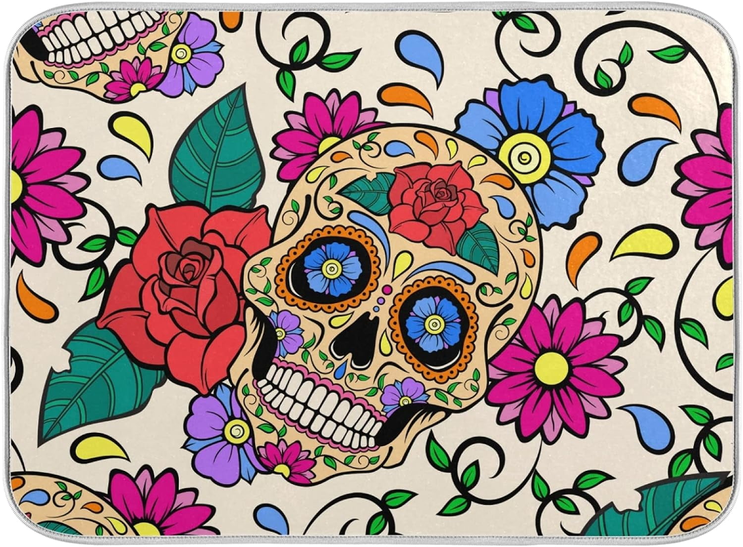 Halloween Ghost Dish Drying Mat – Absorbent Microfiber, 18x24 Inch, Pink Boo Design For Kitchen Counter & Sink