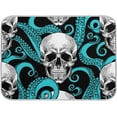 thumbnail image 1 of GZHJMY Halloween Dish Drying Mat Skull Tentacle Blue Octopus Black Microfiber Absorbent Drying Pad Heat Resistant Kitchen Day of The Dead Countertop Island Protector Holiday Gift 18" × 24", 1 of 6
