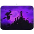 thumbnail image 1 of GZHJMY Halloween Night Flying Witch Absorbent Dish Drying Mat Microfiber Kitchen Countertop Table Protector Multi-Purpose Counter Rack Sink Drainer Pad (16" x 18"), 1 of 6