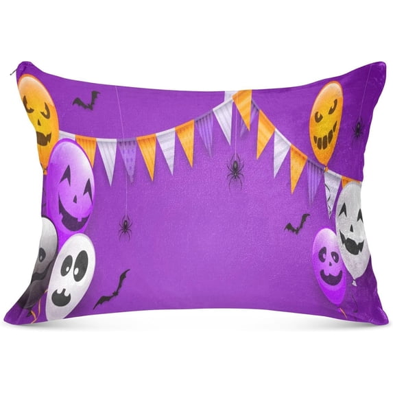 GZHJMY Halloween Party Horror Balloon Pillowcase Plush Pillowcase for Hair and Skin, Soft Standard Size Pillow Cases Zippered Queen Pillow Case Set of 1-20x26in Home Decor