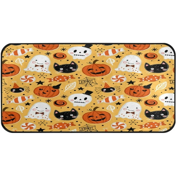 GZHJMY Halloween Pumpkin Ghost Skul3 Kitchen Rug Mat Anti-Fatigue Comfort Floor Mat Waterproof Non Slip Washable Kitchen Rug for Kitchen Washroom Bedroom Sink 39 x 20 inch