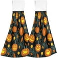 thumbnail image 1 of GZHJMY Halloween Pumpkin Hanging Kitchen Towels Set of 2, Scary Pumpkin Lamp Spider Web Hand Tie Dish Tea Towels with Loop Fast Drying for Bathroom Kitchen Home Decor, 1 of 7