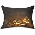 thumbnail image 1 of GZHJMY Halloween Pumpkin Head Jack Pillowcase Plush Pillowcase for Hair and Skin, Soft Standard Size Pillow Cases Zippered Queen Pillow Case Set of 1-20x26in Home Decor, 1 of 7