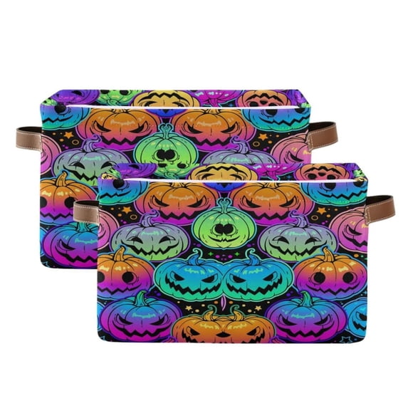 GZHJMY Halloween Pumpkin Large Storage Basket 2 Pack,Cute Koala Collapsible Toy Storage Box Laundry Basket with Handle,Used for Home Closets, Offices, Bedrooms