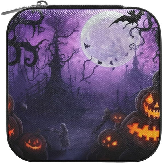 GZHJMY Halloween Pumpkin Leather Jewelry Box,Portable Mini Jewelry Case Traveling Jewelry Organizer for Rings Necklaces Bracelets Earrings
