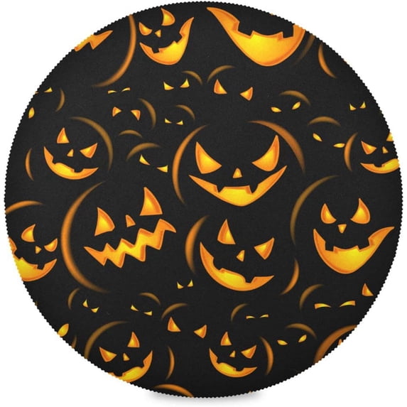 GZHJMY Halloween Pumpkin Round Placemats Set of 6, Non-Slip Table Mats Washable Heat Resistant Place Mats for Kitchen Dining Table Home Decor,15.4 Inch