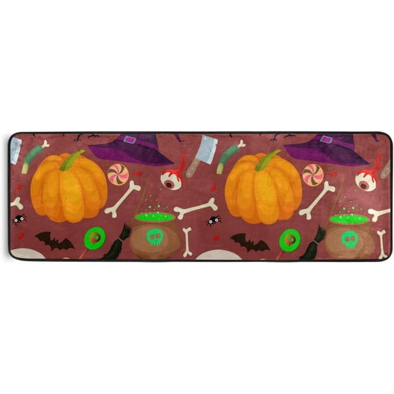 GZHJMY Halloween Pumpkin Skull Runner Rug 72"x24",Non-Slip Anti Fatigue Comfort Floor Mats Kitchen Long Rugs for Bedroom Living Room Bathroom Hallways Entrywa