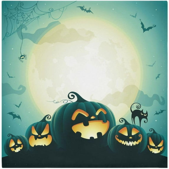 GZHJMY Halloween Pumpkins Moonlight Satin Napkins 20x20 in,Soft Washable Cloth Dinner Napkins Square Table Napkins Decor for Party Wedding Banquet and Dinner 4PCS Decorative Washcloths