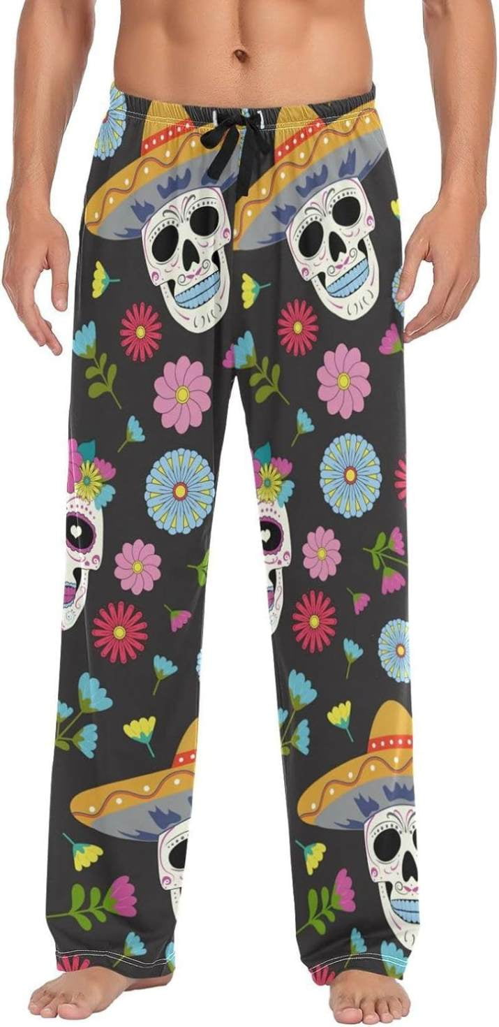 GZHJMY Halloween Skulls Pajama Pants, Mens Lounge Pants Super Soft Men