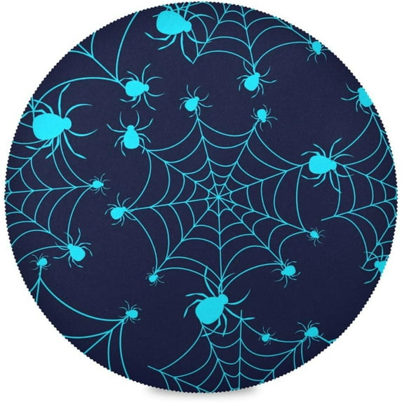 GZHJMY Halloween Spider Round Placemats Set of 1, Non-Slip Table Mats Washable Heat Resistant Place Mats for Kitchen Dining Table Home Decor,15.4 Inch