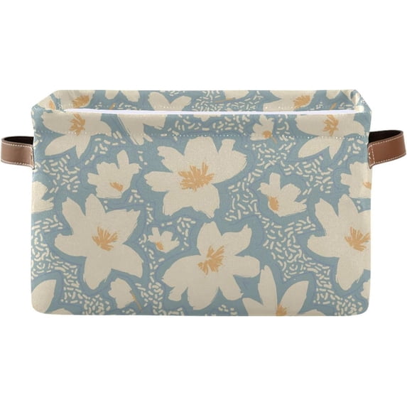 GZHJMY Hand Draw Flowers Foldable Canvas Storage Bin, Sturdy Fabric Storage Basket with Handles, Storage Cube Box for Organizing Shelf Nursery Toy Closet 2PCS#165