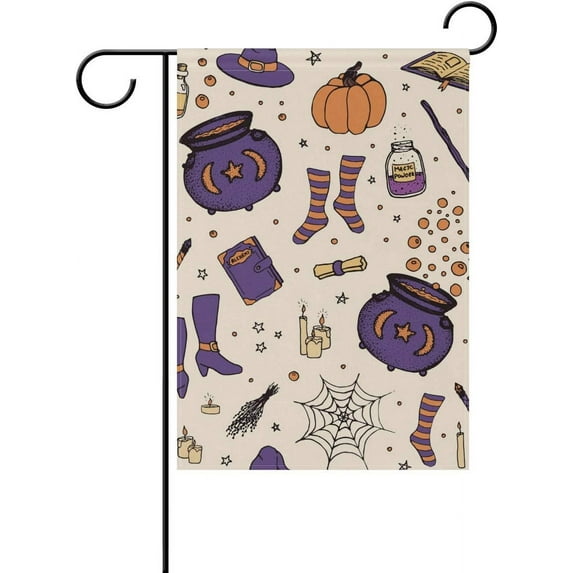 GZHJMY Hand Drawn Witch’S Broom Garden Flag Yard Banner Polyester for Home Flower Pot Outdoor Decor 28X40 Inch Yard Flags