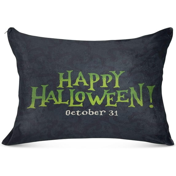 GZHJMY Happly Halloween Word Pillowcase Plush Pillowcase for Hair and Skin, Soft Standard Size Pillow Cases Zippered Queen Pillow Case Set of 1-20x40in Home Decor