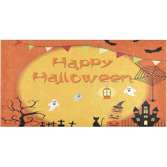 GZHJMY Happy Halloween Bathroom Rug Mat,Soft and Absorbent Bath Mats Non-Slip Carpet Machine Washable Kitchen Mat for Bathroom, Tub and Shower 39x20in Carpet Runner
