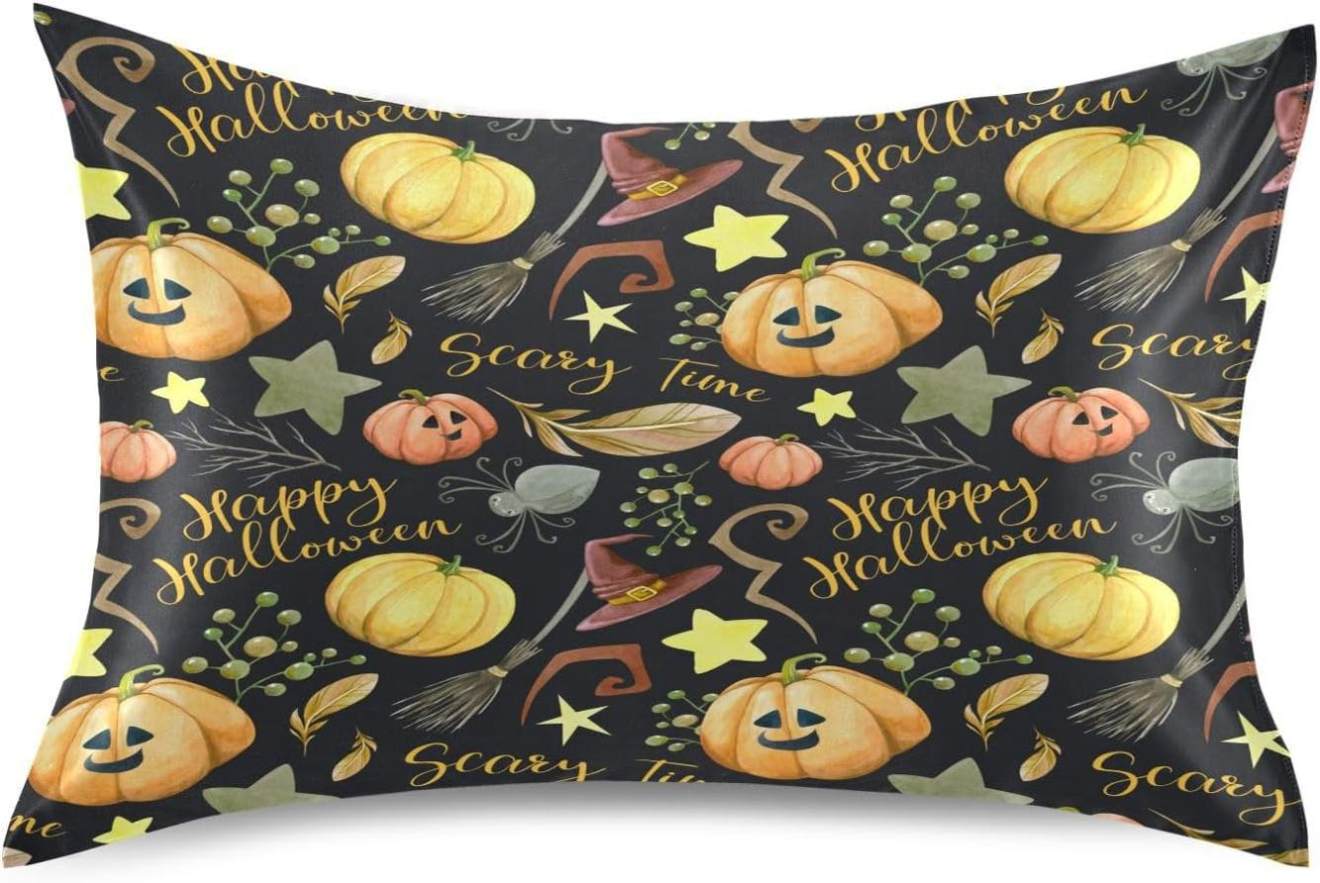 GZHJMY Happy Halloween Pillowcase for Hair and Skin Silk Queen Size 20