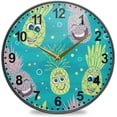 thumbnail image 1 of GZHJMY Happy Pineapple Faces Pattern Wall Clock Silent Non Ticking 9.5 Inch Round Easy to Read for Home Office School Clock, 1 of 7