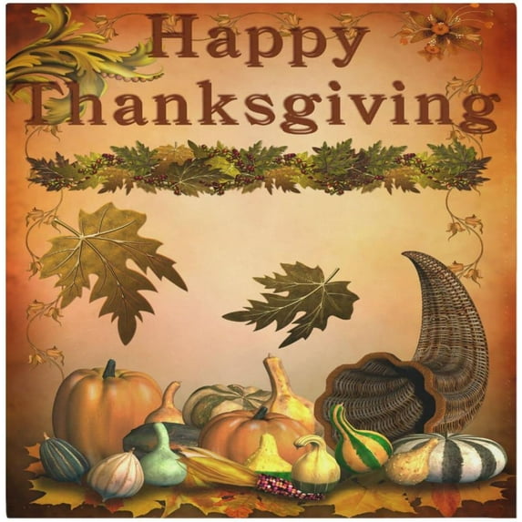 GZHJMY Happy Thanksgiving Pumpkin Vintage Polyester Cloth Dinner Napkins with Hemmed Edges Set of 4 Oversized 20 x 20 inches for Wedding Party Family Holiday Decorative Washcloths
