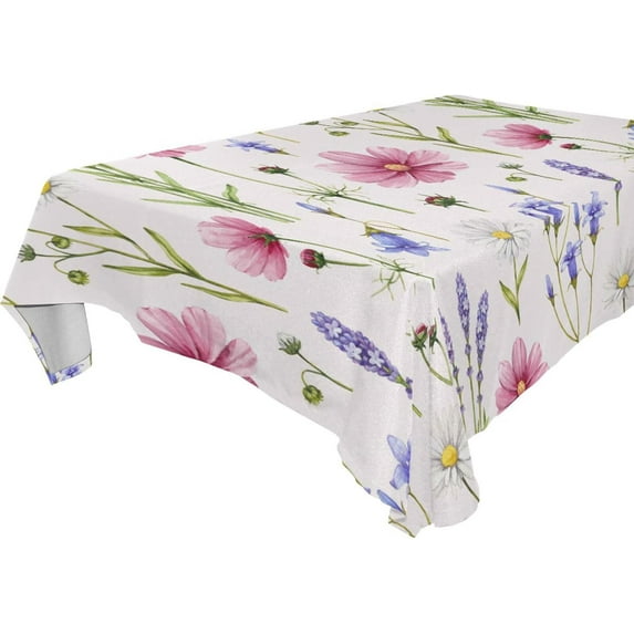 GZHJMY Herb Wild Flower Tablecloth, Rectangle Waterproof Washable Polyester Table Cover for Picnic Dinner Holiday Party Decor, 54 x 72 Inch