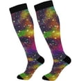 thumbnail image 1 of GZHJMY High Elasticity Compression Socks, High Knee Socks Adult Universal Leisure Relieve Fatigue,Abstract Bright Colorful Universe Travel Daily with Running (2 Pair), 1 of 7