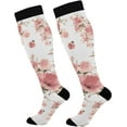 thumbnail image 1 of GZHJMY High Elasticity Compression Socks, High Knee Socks Adult Universal Leisure Relieve Fatigue,Beautiful Pink Flowers Floral Bouquet Travel Daily with Running (2 Pair), 1 of 7