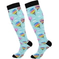 thumbnail image 1 of GZHJMY High Elasticity Compression Socks, High Knee Socks Adult Universal Leisure Relieve Fatigue,Cute Hot Air Balloons Travel Daily with Running (1 Pair), 1 of 7