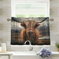 thumbnail image 1 of GZHJMY Highland Cow Half Window Tier Curtains 24 Inch Blackout Thermal Insulating Kitchen Linen Tier Curtains for Kitchen,Bathroom,Cafe, 1 of 7