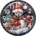 thumbnail image 1 of GZHJMY Home Decor Merry Christmas Snowman Black Round Acrylic 9.5 Inch Wall Clock Non Ticking Silent Clock Art for Living Room Kitchen Bedroom, 1 of 5