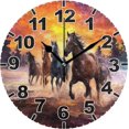 thumbnail image 1 of GZHJMY Horse Painting Round PVC Wall Clock, Battery Operated Silent Non Ticking Desk Clock for Home Bedroom Kitchen Office School Decor Wall Clock 9.9 Inch, 1 of 6