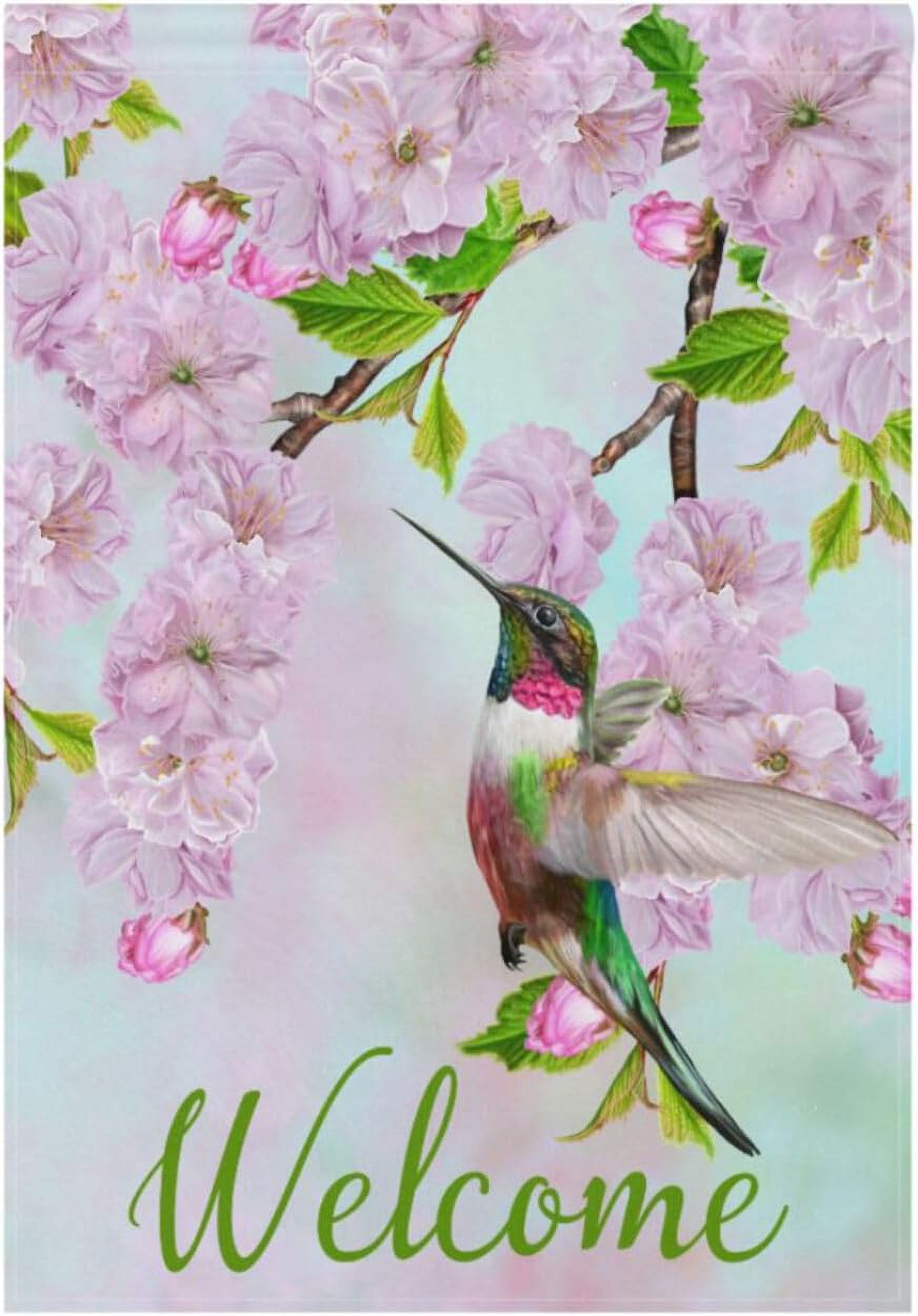 GZHJMY Hummingbird Cherry Blossoms Garden Flag 12 x 18 Inch Vertical ...