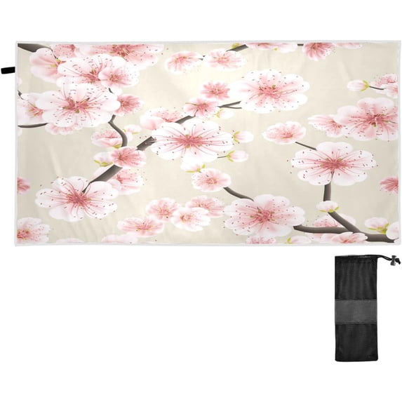 GZHJMY Japanese Flowering Cherry Beach Towel - Lightweight Compact Oversized Travel Towels - Super Absorbent Quick Dry Towel for Swimming Camping Holiday(9)