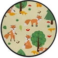 thumbnail image 1 of GZHJMY Kids Round Nursery Area Rug 4 ft Foxes in The Woods Washable Non-Slip Small Round Area Rug Throw Soft Cute Nursery Rug Non-Shed Lightweight Bathroom Rug for Dorm Kids Room Carpet Runner, 1 of 6