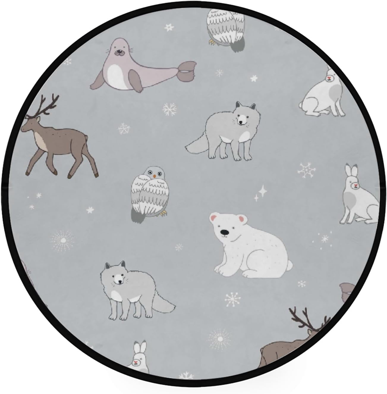 GZHJMY Kids Round Nursery Area Rug 5 ft Arctic and Antarctic Polar ...