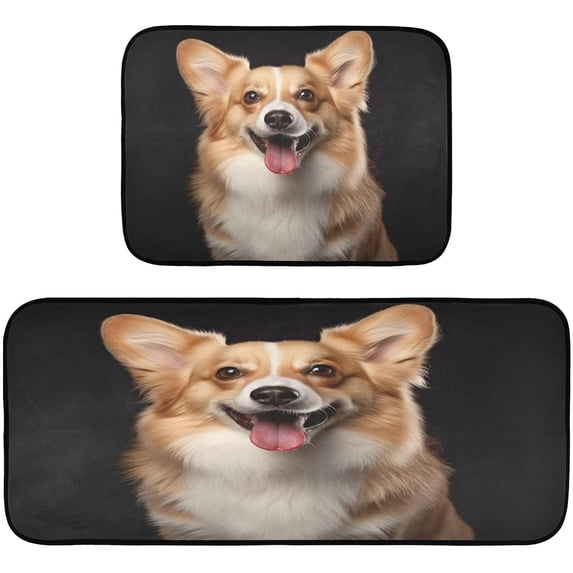 GZHJMY Kitchen Rug Set of 2, Cute Dogs Cushioned Anti-Fatigue Kitchen Mat Non Slip Washable Floor Mat Comfort Standing Mats for Office, Home, Laundry Room Carpet Runner