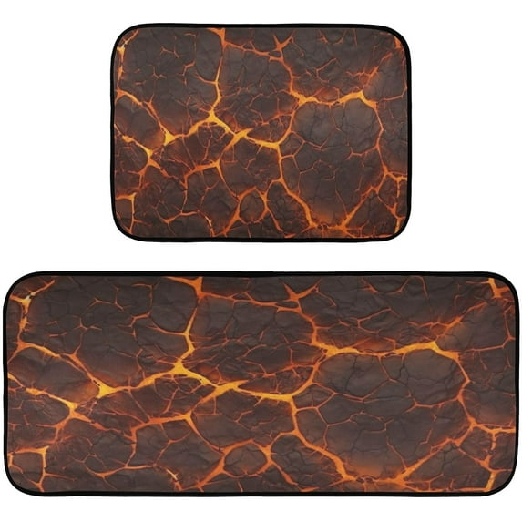 GZHJMY Kitchen Rugs 2 Piece Waterproof Non Slip Kitchen Mat Lava Textures Kitchen Rug Set for Sink Office Kitchen Cafe, 19.7"x47.2"+19.7"x27.6" Carpet Runner