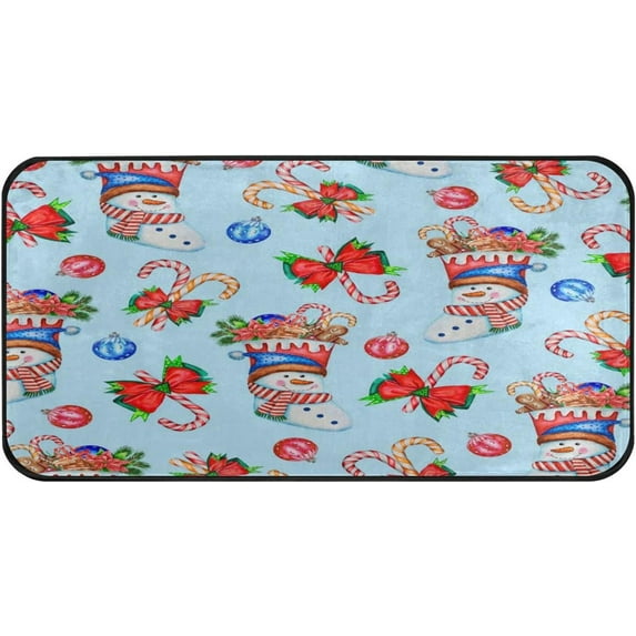 GZHJMY Kitchen Rugs,Cute Snowman Non Slip Washable Cushioned Carpets Polyester AntiFatigue Comfort Porch Floor Mat Doormat Christmas Decoration, 39"x20"