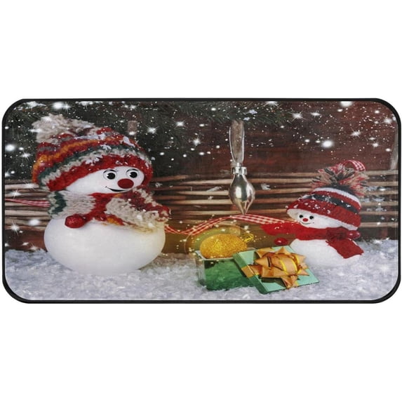 GZHJMY Kitchen Rugs,Cute Snowman Non Slip Washable Cushioned Carpets Polyester AntiFatigue Comfort Porch Floor Mat Doormat Christmas Decoration, 39"x20"